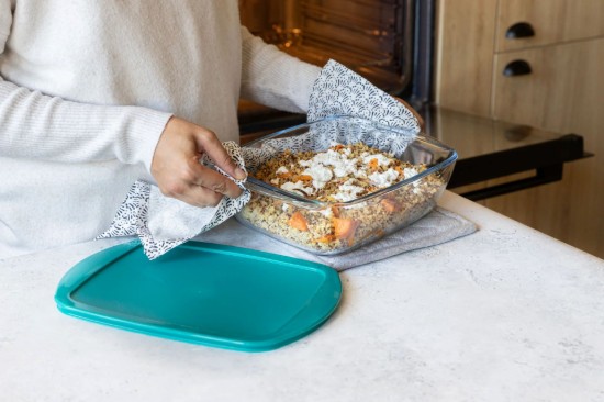 Rectangular food storage container, with lid, heat-resistant borosilicate glass, 28 x 20 cm / 2.5L, "Cook&Store", Blue - Pyrex