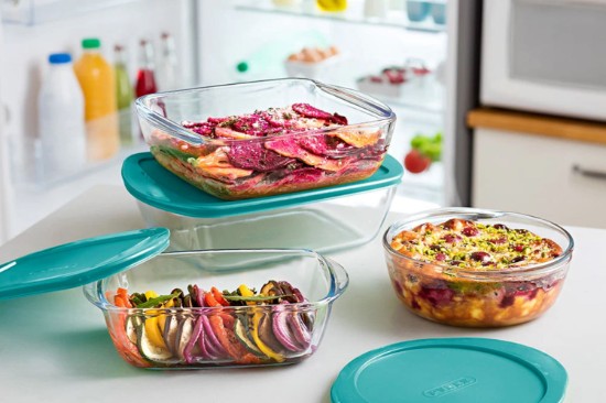 Round food storage container, with lid, heat-resistant borosilicate glass, 23 cm / 2.3 L, "Cook&Store", Blue - Pyrex
