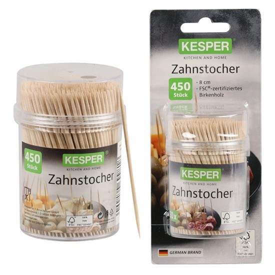 Toothpicks, birch wood, 450 pieces - Kesper