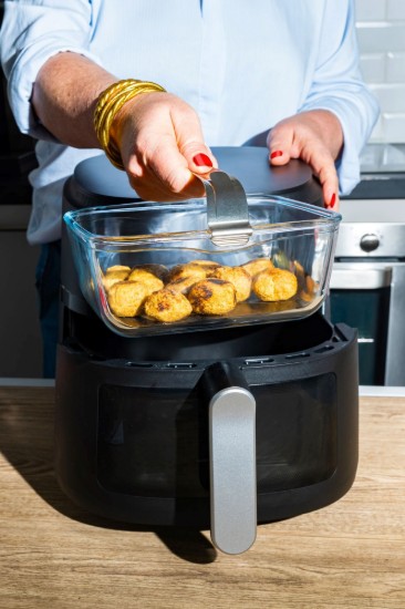 Airfryer schaal met afneembaar handvat, hittebestendig glas, 20 x 18 cm / 2 L - Pyrex