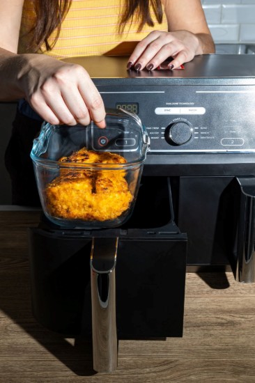 Airfryerschaal met afneembaar handvat, hittebestendig glas, 20 x 14 cm / 1,5 L - Pyrex