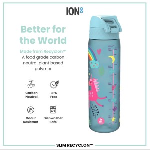 Flixkun tal-ilma SLIM għat-tfal, recyclon, 500 ml, Blue Unicorns - Ion8
