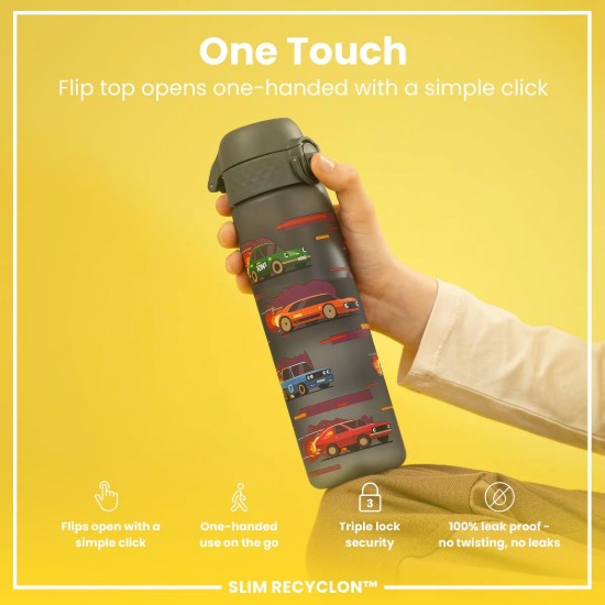 Flixkun tal-ilma SLIM għat-tfal, recyclon, 500 ml, Sport Cars - Ion8