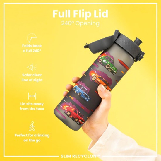 Flixkun tal-ilma SLIM għat-tfal, recyclon, 500 ml, Sport Cars - Ion8
