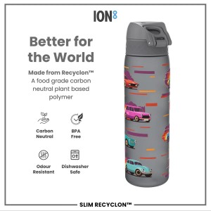 Flixkun tal-ilma SLIM għat-tfal, recyclon, 500 ml, Sport Cars - Ion8