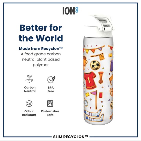 Flixkun tal-ilma SLIM għat-tfal, recyclon, 500 ml, Football - Ion8
