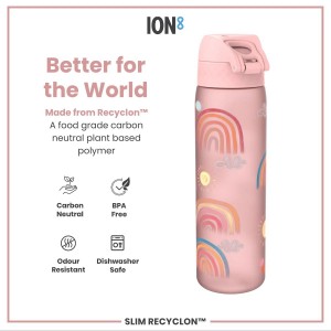 Flixkun tal-ilma SLIM għat-tfal, recyclon, 500 ml, Rainbows - Ion8