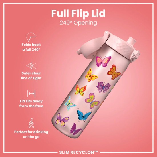 Flixkun tal-ilma SLIM għat-tfal, recyclon, 500 ml, Butterfly - Ion8
