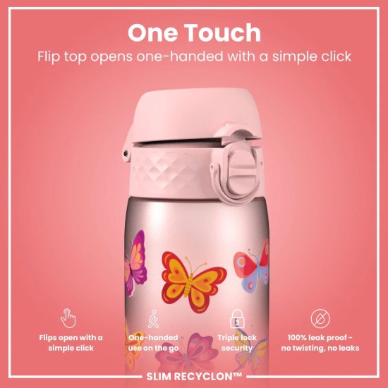 Flixkun tal-ilma SLIM għat-tfal, recyclon, 500 ml, Butterfly - Ion8