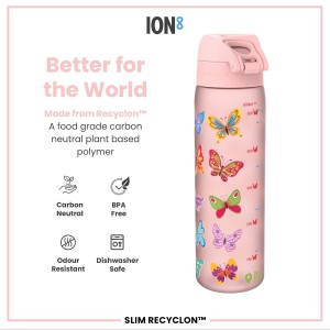Flixkun tal-ilma SLIM għat-tfal, recyclon, 500 ml, Butterfly - Ion8