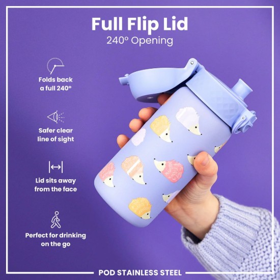 Flixkun tal-ilma għat-tfal, azzar li ma jissaddadx, 400 ml, Hedgehog - Ion8