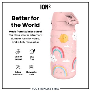 Flixkun tal-ilma għat-tfal, azzar li ma jissaddadx, 320 ml, Rainbows - Ion8