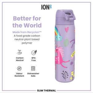 SLIM μπουκάλι νερού, ανοξείδωτο ατσάλι, 500 ml, Unicorns Periwinkle - Ion8