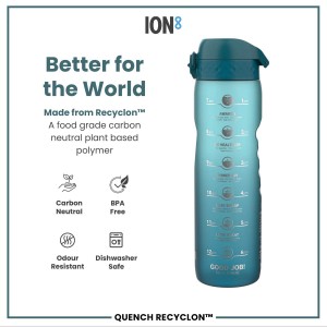 Μπουκάλι νερού Times To Drink, recyclon, 1L, Teal&Blue - Ion8