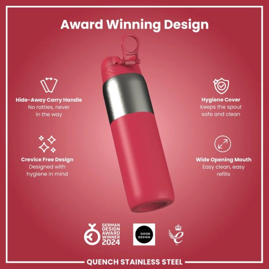 Μπουκάλι νερού, ανοξείδωτο ατσάλι, 1.2 L, Viva Magenta - Ion8