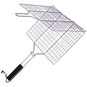 Foldable grill for steak and burgers, stainless steel - Zokura