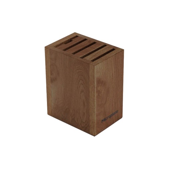5 parçalı paslanmaz çelik bar gereçleri seti, ahşap bloklu, "Style Line", Walnut - Microplane