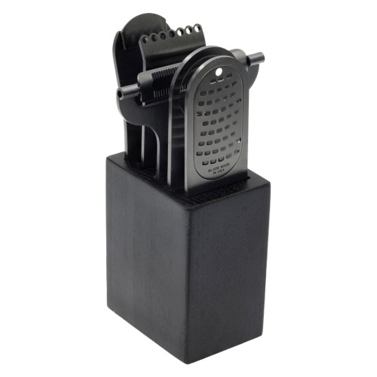 5 parçalı PVD kaplamalı paslanmaz çelik bar gereçleri seti, ahşap bloklu, "Style Line", Black - Microplane