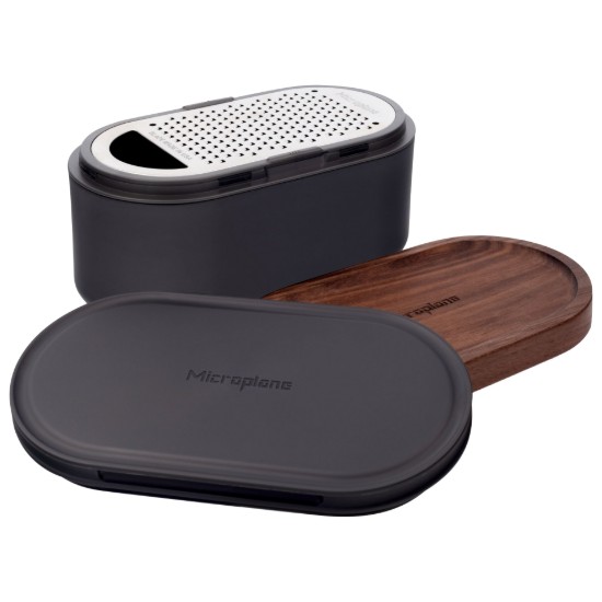 Grater with container and 2 lids, Dark Grey - Microplane