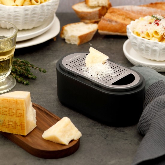 Grater with container and 2 lids, Dark Grey - Microplane