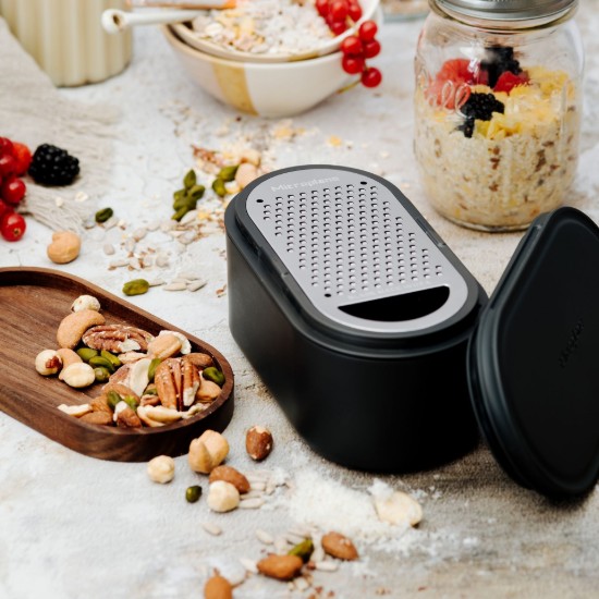 Grater with container and 2 lids, Dark Grey - Microplane