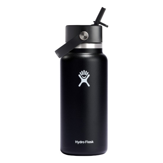 Wärmeisolierende Flasche, Edelstahl, 950 ml, "Wide Straw", Black - Hydro Flask