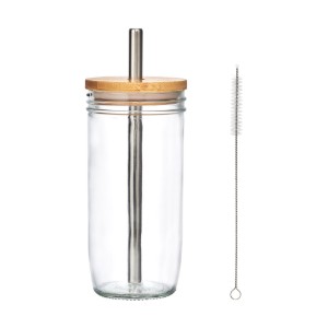 Bicchiere per bubble tea, con coperchio e cannuccia, realizzato in vetro, 650 ml – La Cafetière