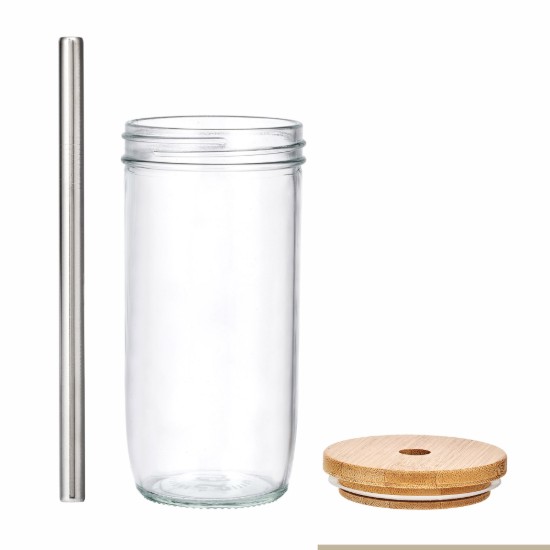 Bicchiere per bubble tea, con coperchio e cannuccia, realizzato in vetro, 650 ml – La Cafetière