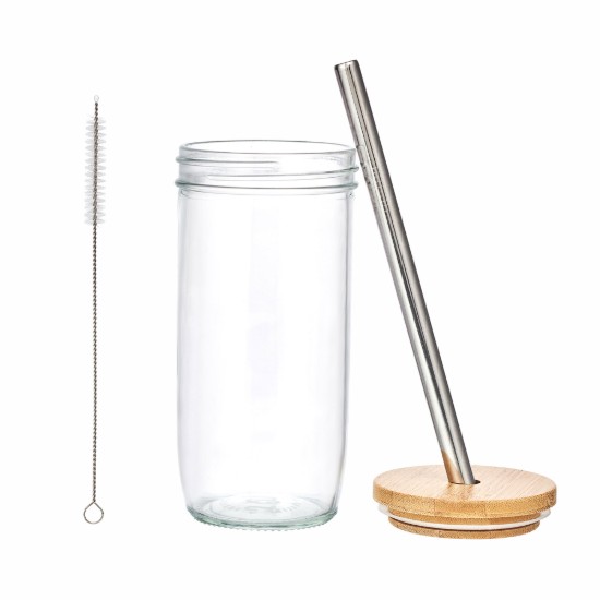 Bicchiere per bubble tea, con coperchio e cannuccia, realizzato in vetro, 650 ml – La Cafetière
