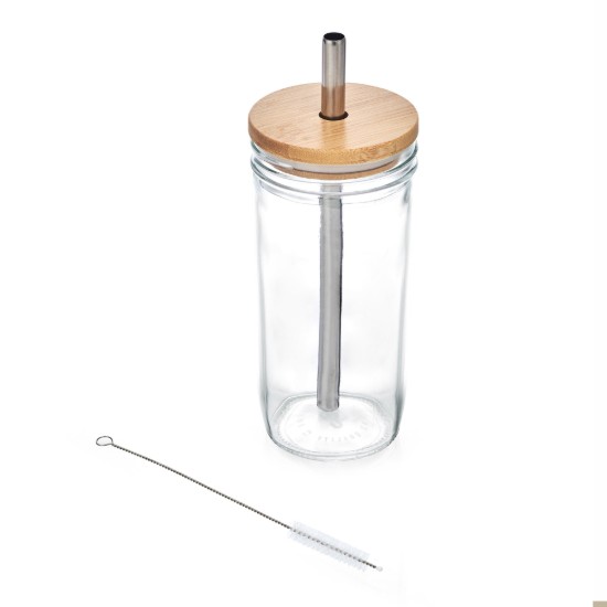 Bicchiere per bubble tea, con coperchio e cannuccia, realizzato in vetro, 650 ml – La Cafetière