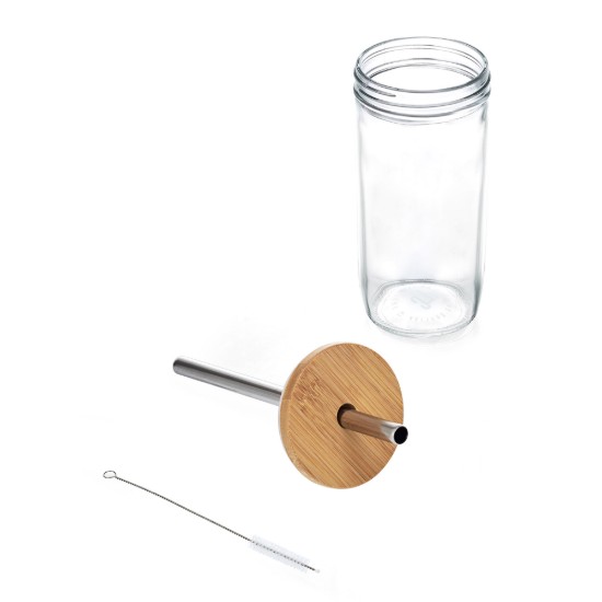 Bicchiere per bubble tea, con coperchio e cannuccia, realizzato in vetro, 650 ml – La Cafetière