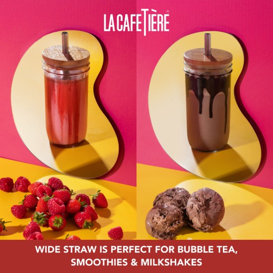 Bicchiere per bubble tea, con coperchio e cannuccia, realizzato in vetro, 650 ml – La Cafetière