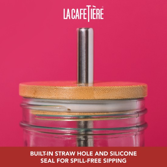 Bicchiere per bubble tea, con coperchio e cannuccia, realizzato in vetro, 650 ml – La Cafetière