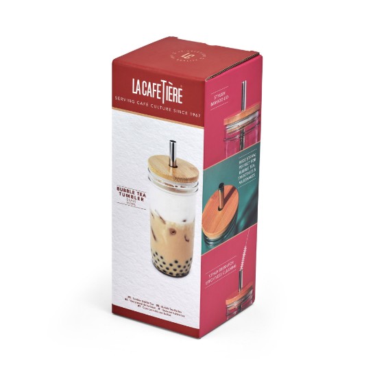 Bicchiere per bubble tea, con coperchio e cannuccia, realizzato in vetro, 650 ml – La Cafetière