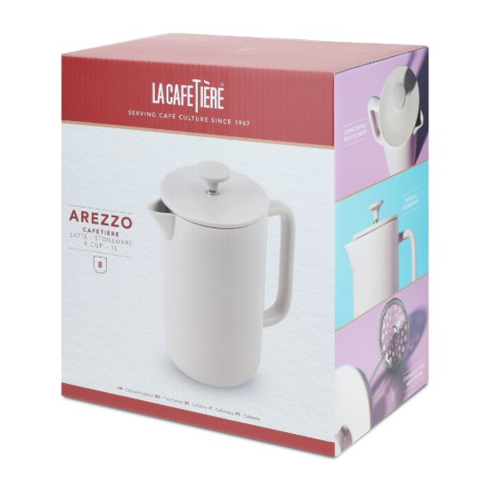 Caffettiera French Press, ceramica, 1 L, "Arezzo", Latte – La Cafetière