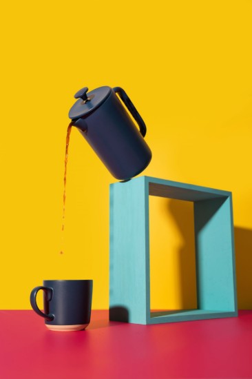 Caffettiera French Press, ceramica, 1 L, "Arezzo", Navy – La Cafetière