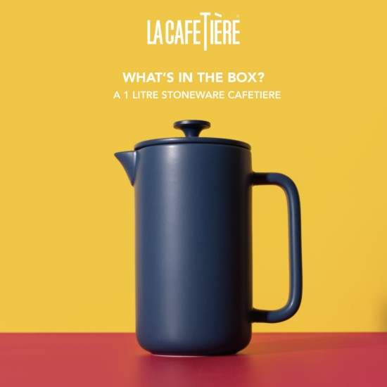 Caffettiera French Press, ceramica, 1 L, "Arezzo", Navy – La Cafetière