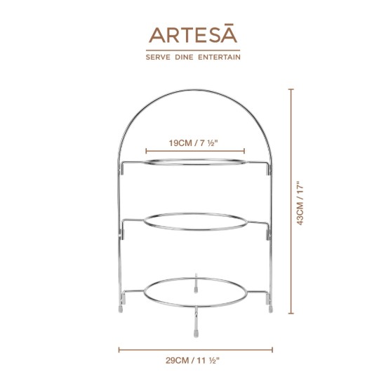 3-tier cake stand, metal, 29 x 19.5 x 43 cm - Artesa