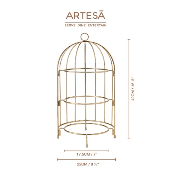 3-tier cake stand, metal,  22 x 22 x 42 cm, Copper - Artesa