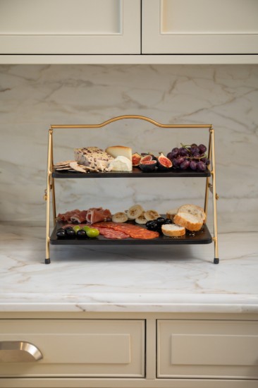 2-tier metal serving stand, 39.5 x 26 x 34.5 cm - Artesa