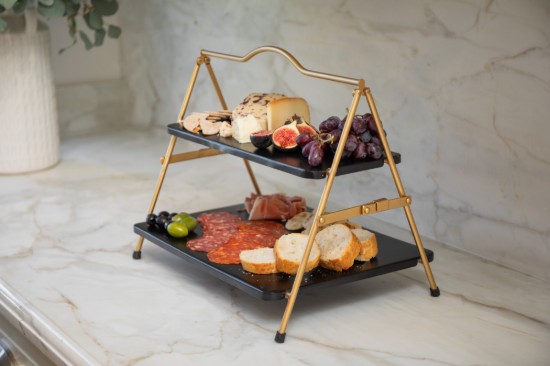 2-tier metal serving stand, 39.5 x 26 x 34.5 cm - Artesa
