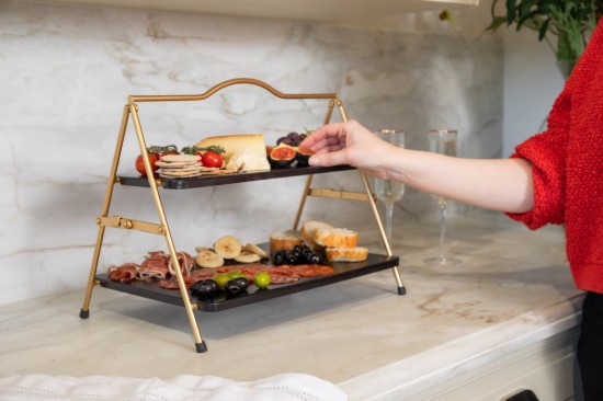 2-tier metal serving stand, 39.5 x 26 x 34.5 cm - Artesa