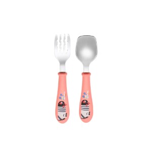 Besteckset für Kinder, 2-teilig, Edelstahl, rosa, Serie "INFANT" - Cuitisan