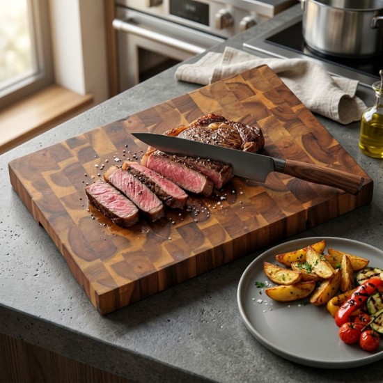 Professional chopping board, acacia, 42 x 30 cm, 4 cm thick - Kesper