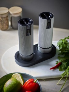 Stand for 2 grinders, without handle, bamboo, "Linea", Matte Black - Peugeot