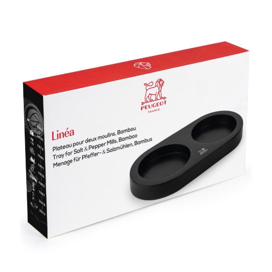 Stand for 2 grinders, without handle, bamboo, "Linea", Matte Black - Peugeot