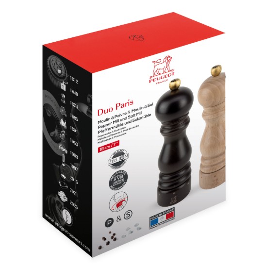 Set od 2 mlinca za sol i papar, 18 cm, "Paris u'Select Z", Čokolada i natural - Peugeot