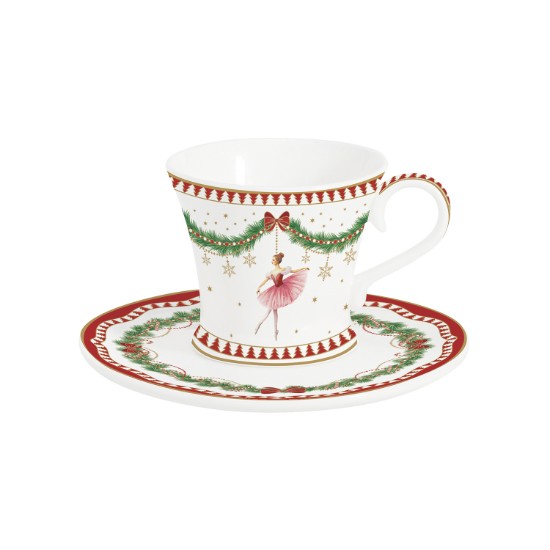Set of 2 coffee cups with saucers, porcelain, 80ml, "Magie de Noel" - Easy Life brand