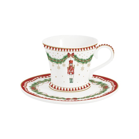 Set of 2 coffee cups with saucers, porcelain, 80ml, "Magie de Noel" - Easy Life brand
