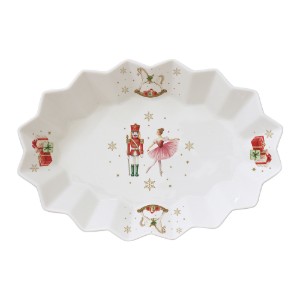 Oval tray, porcelain, 25x17cm, "Magie de Noel" - Easy Life